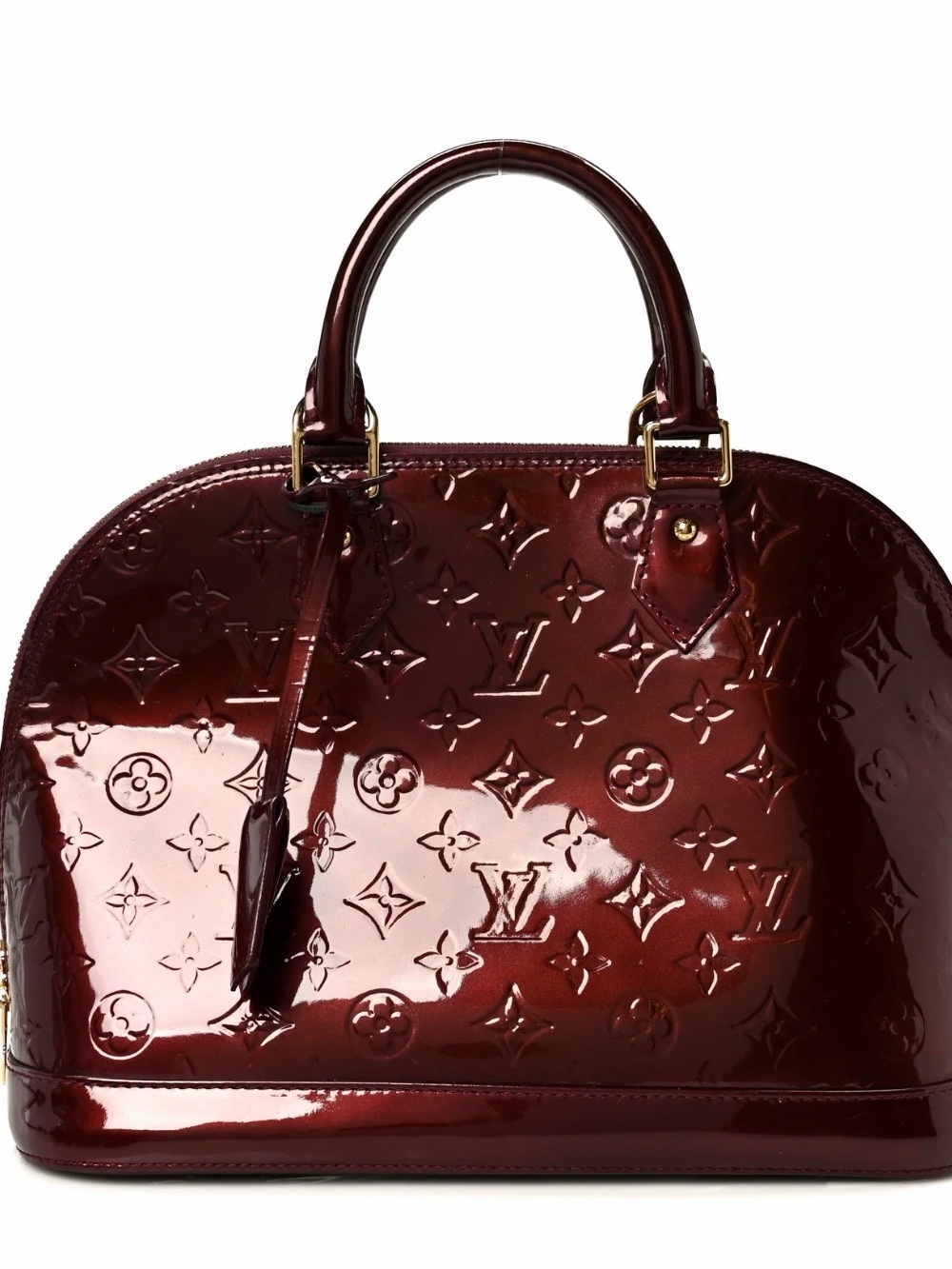 Louis Vuitton Vernis Alma PM Satchel in Rouge Fauviste Patent - Picture 9 of 10